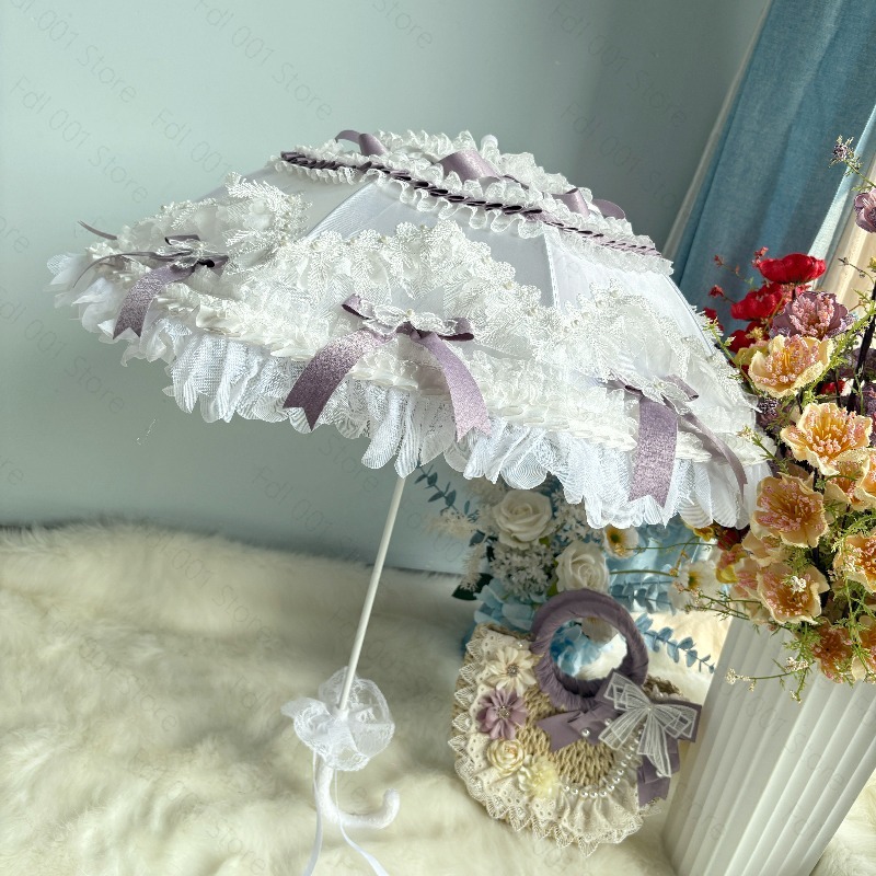 Photography Umbrella - 로리타 소녀 하트 공주 보라색과 흰색
