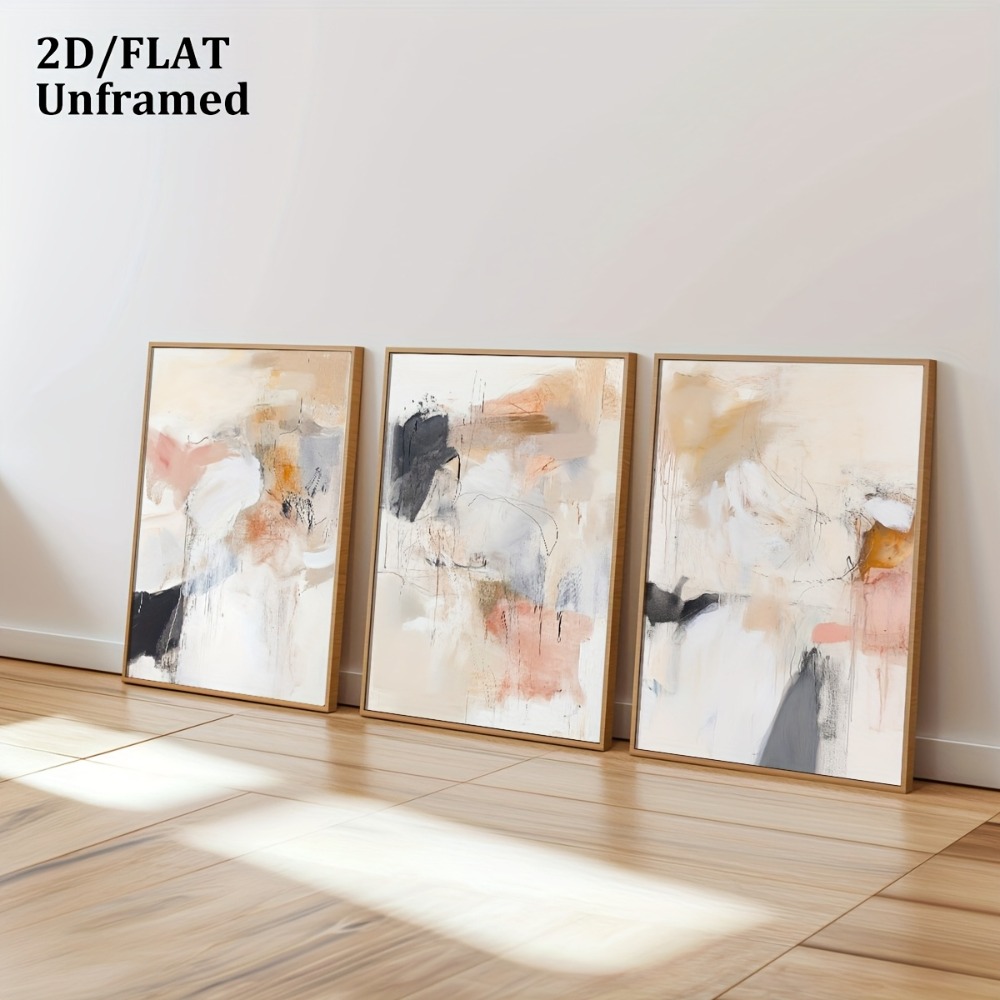 3개 프레임리스, 중성 베이지 블러쉬 핑크 추상 라인  - Photography Geometry 리뷰 및 가격