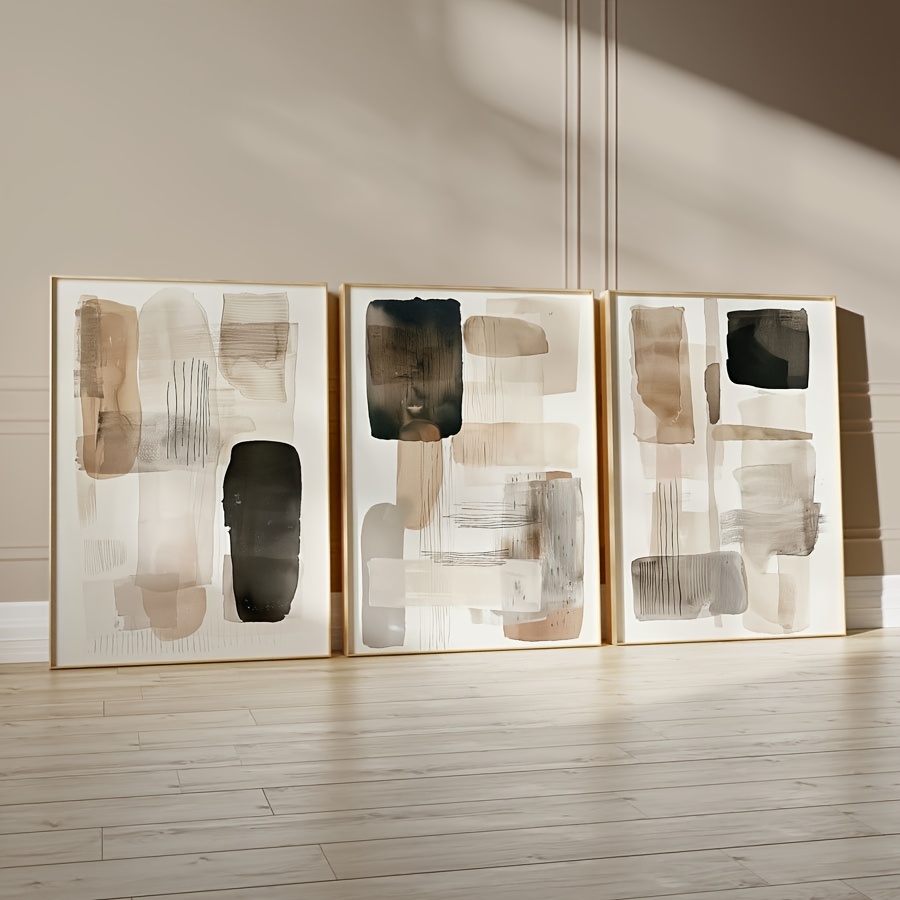 3PC 프레임리스 블랙 베이지 심플 기하학적 캔버스 프 - Photography Geometry 리뷰 및 가격