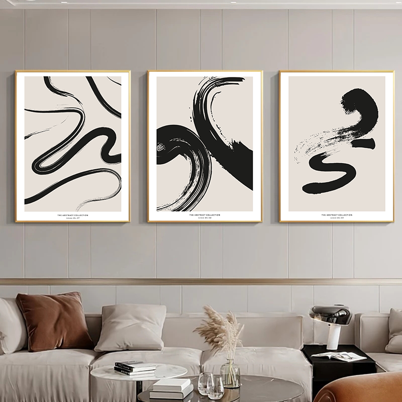 미니멀리스트 페인트 스트로크 추상 벽 예술 프린트 블랙 - Photography Design 리뷰 및 가격